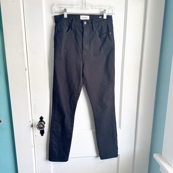 FRAME Ali High Rise Ankle Skinny Jeans Noir Black Classic Stretch Size 27 - Picture 3 of 12